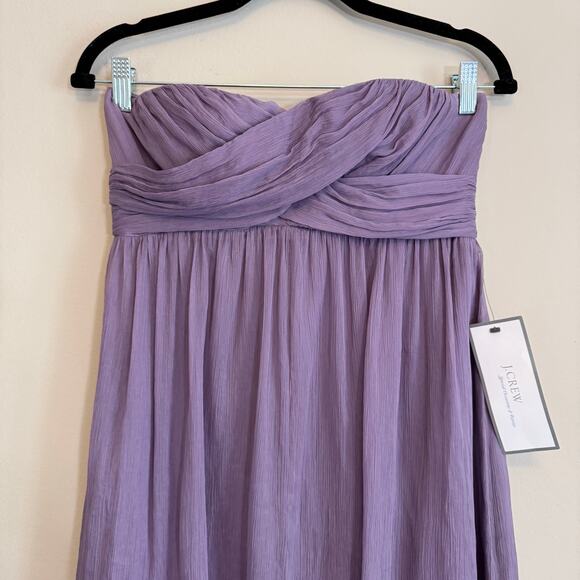 J.Crew Taryn Mini Dress 2 Purple Silk Strapless Chiffon Bridesmaid Cocktail NWT - Picture 3 of 10